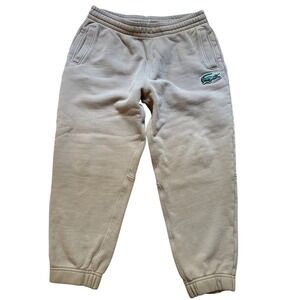 Lacoste Sweatpants Unisex Tan Khaki Relaxed Fit Joggers Logo SIZE M